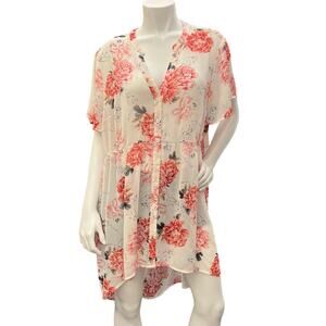 Torrid Lexie Babydoll Chiffon Floral Button Front Split-neck Tunic Size 2X